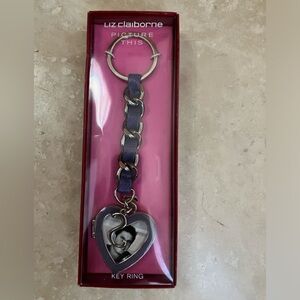 Liz Claiborne Keychain Picture This Heart Photo Locket Initial S